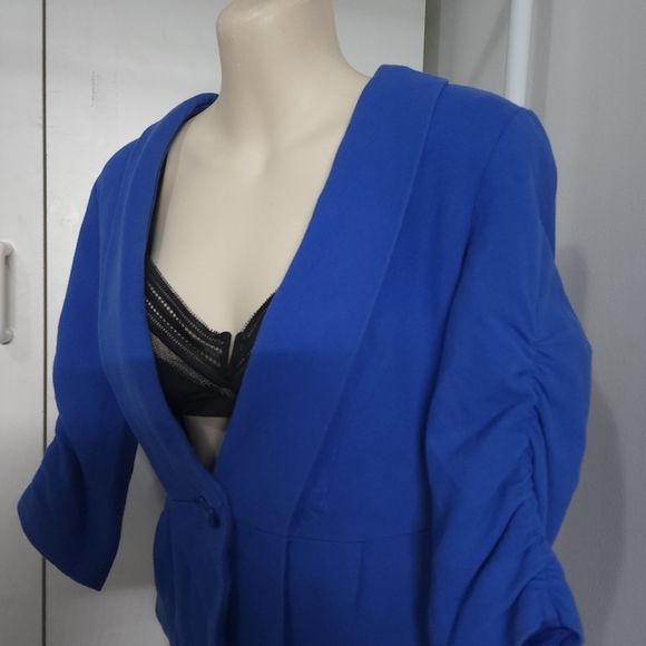 Aus S Zara Blue Cropped Blazer Peplum Jacket - Picture 9 of 16